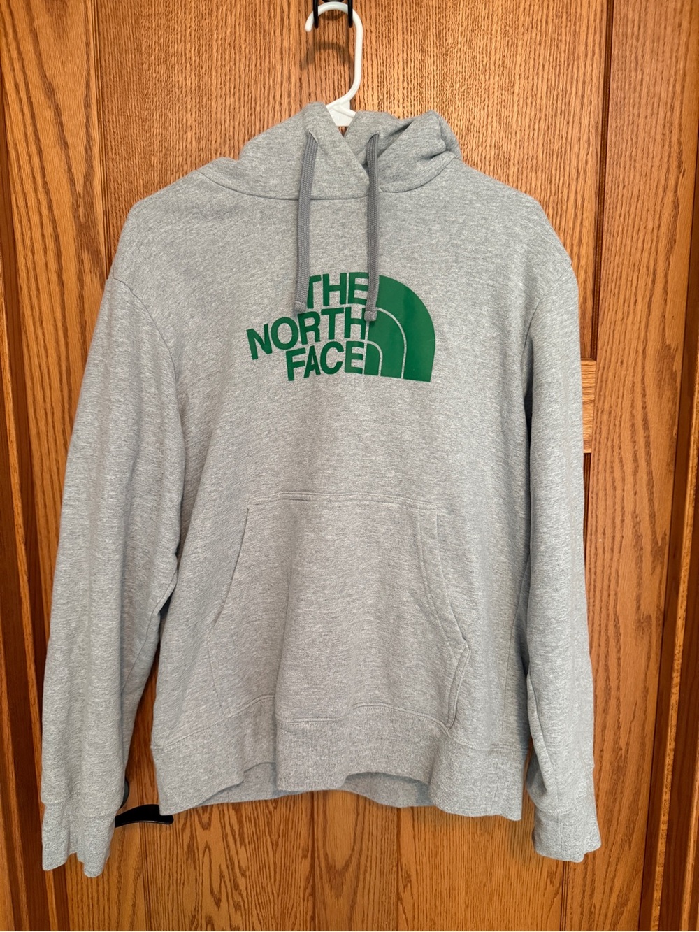 The North Face Gray Hooded Sweatshirt with Green Logo